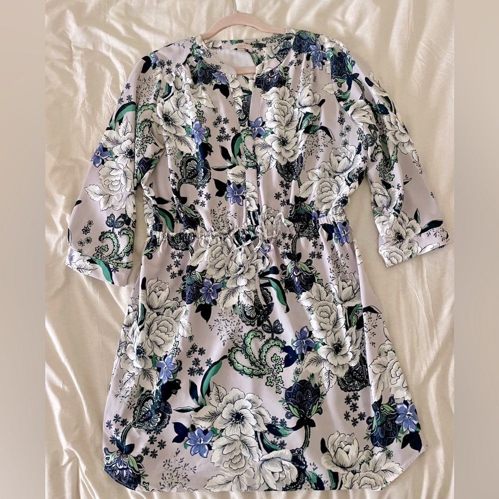 Loft - Floral Pattern Dress - Elastic Waist